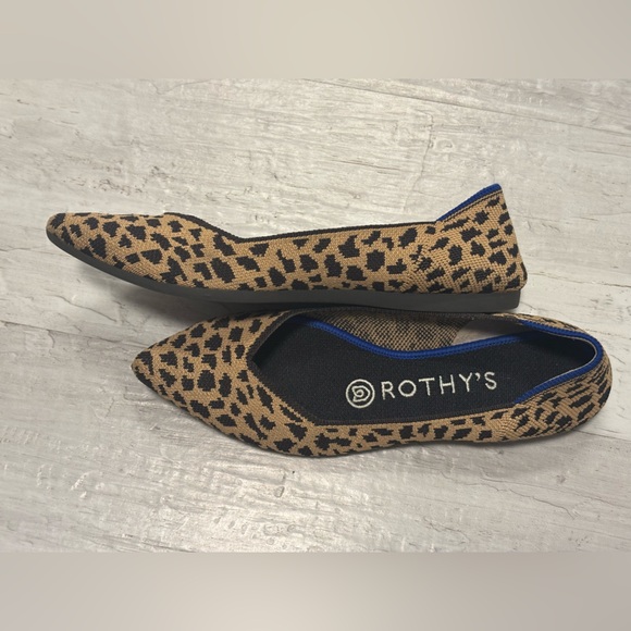 Rothy's The Point Ballet Flat Brown Leopard Print Knit Shoes Women’s Size 6 - Picture 6 of 14